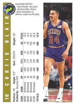 1992 Classic Draft Picks - Gold #10 Curtis Blair Back