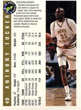1992 Classic Draft Picks - Gold #40 Anthony Tucker Back