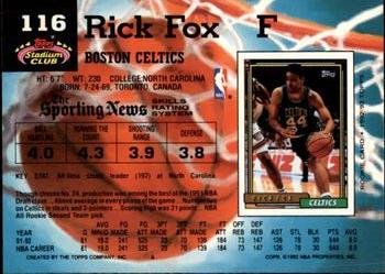 1992-93 Stadium Club - Members Only #116 Rick Fox Back