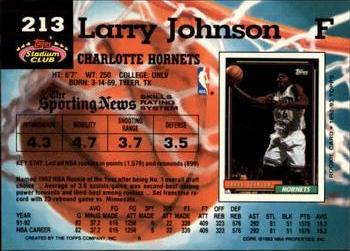 1992-93 Stadium Club - Members Only #213 Larry Johnson Back