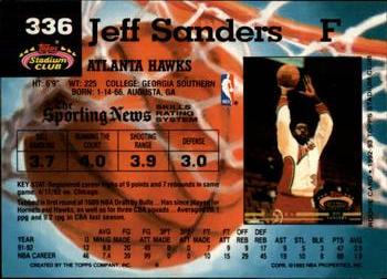1992-93 Stadium Club - Members Only #336 Jeff Sanders Back