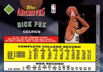 1992-93 Topps Archives - Gold #143 Rick Fox Back