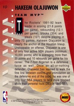 1992-93 Upper Deck MVP Holograms #10 Hakeem Olajuwon Back