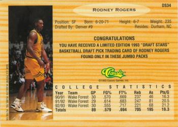 1993 Classic Draft Picks - Chromium Draft Stars #DS34 Rodney Rogers Back