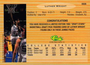 1993 Classic Draft Picks - Chromium Draft Stars #DS35 Luther Wright Back