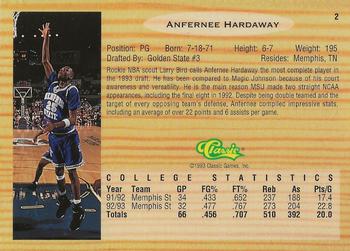 1993 Classic Draft Picks - Gold #2 Anfernee Hardaway Back
