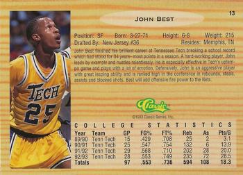 1993 Classic Draft Picks - Gold #13 John Best Back