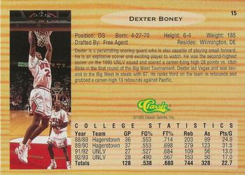 1993 Classic Draft Picks - Gold #15 Dexter Boney Back