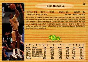 1993 Classic Draft Picks - Gold #20 Sam Cassell Back