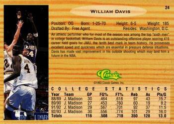 1993 Classic Draft Picks - Gold #24 William Davis Back