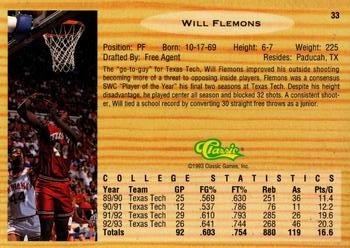 1993 Classic Draft Picks - Gold #33 Will Flemons Back
