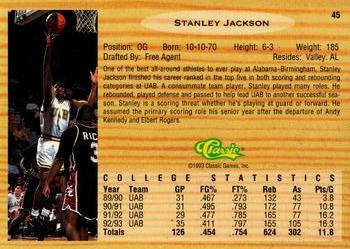 1993 Classic Draft Picks - Gold #45 Stanley Jackson Back