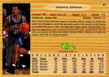 1993 Classic Draft Picks - Gold #47 Adonis Jordan Back