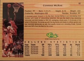 1993 Classic Draft Picks - Gold #52 Conrad McRae Back