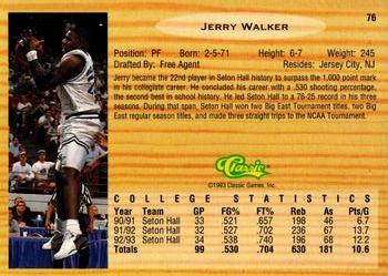 1993 Classic Draft Picks - Gold #76 Jerry Walker Back