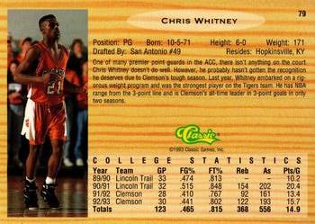 1993 Classic Draft Picks - Gold #79 Chris Whitney Back