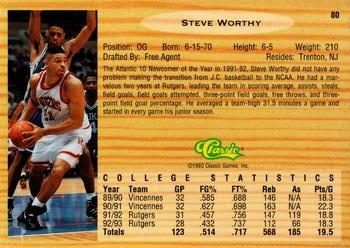 1993 Classic Draft Picks - Gold #80 Steve Worthy Back