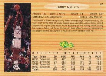 1993 Classic Draft Picks - Gold #87 Terry Dehere Back