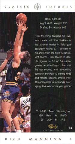 1993 Classic Futures #44 Rich Manning Back