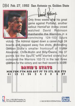 1993-94 Hoops - David's Best #DB4 David Robinson Back