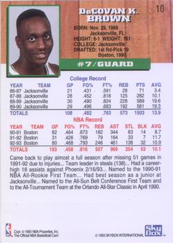 1993-94 Hoops - Fifth Anniversary Gold #10 Dee Brown Back