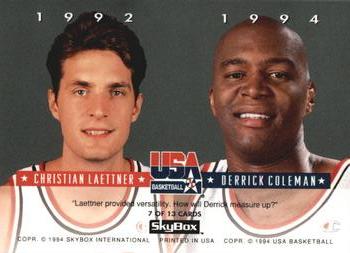 1993-94 SkyBox Premium - USA Tip-Off #7 Christian Laettner / Derrick Coleman Back