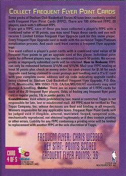 1993-94 Stadium Club - Frequent Flyer Points #4 Chris Webber Back