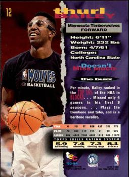 1993-94 Stadium Club - Members Only #12 Thurl Bailey Back