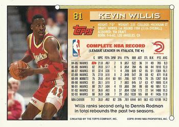 1993-94 Topps - Gold #81 Kevin Willis Back