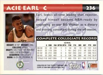 1993-94 Topps - Gold #236 Acie Earl Back