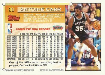 1993-94 Topps - Gold #80 Antoine Carr Back