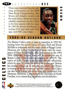 1994-95 Collector's Choice - Silver Signature #167 Dee Brown Back