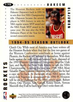 1994-95 Collector's Choice - Silver Signature #175 Hakeem Olajuwon Back