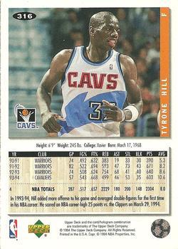 1994-95 Collector's Choice - Silver Signature #316 Tyrone Hill Back