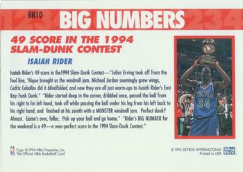 1994-95 Hoops - Big Numbers Rainbow #BN10 Isaiah Rider Back