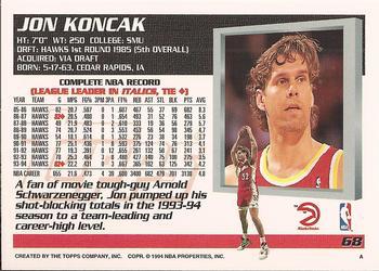 1994-95 Topps - Spectralight #68 Jon Koncak Back