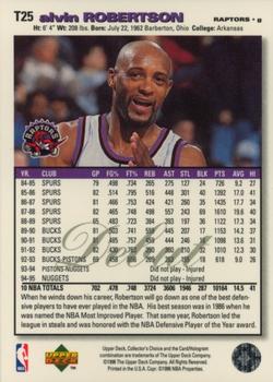 1995-96 Collector's Choice - 1995-1996 Debut Player's Club #T25 Alvin Robertson Back