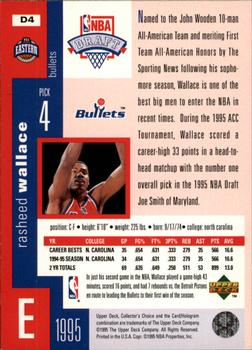 1995-96 Collector's Choice - 1995 NBA Draft Exchange #D4 Rasheed Wallace Back