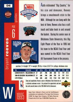1995-96 Collector's Choice - 1995 NBA Draft Exchange #D6 Bryant Reeves Back