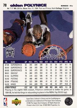 1995-96 Collector's Choice - Player's Club #78 Olden Polynice Back