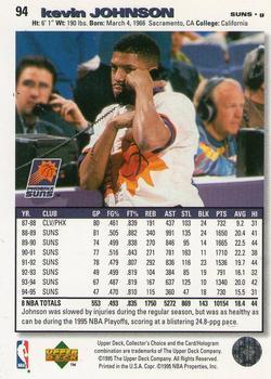 1995-96 Collector's Choice - Player's Club #94 Kevin Johnson Back