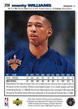 1995-96 Collector's Choice - Platinum Player's Club #250 Monty Williams Back