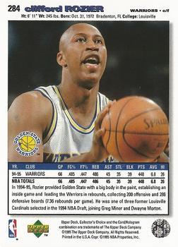 1995-96 Collector's Choice - Platinum Player's Club #284 Clifford Rozier Back