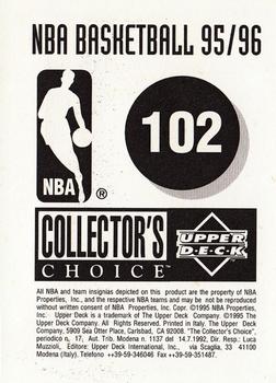 1995-96 Collector's Choice European Stickers #102 Felton Spencer Back