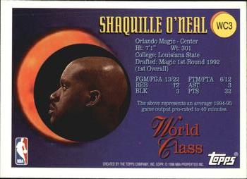 1995-96 Topps - World Class #WC3 Shaquille O'Neal Back