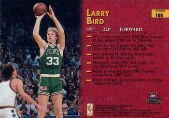 1996-97 Topps Stars - Finest Refractors #108 Larry Bird Back