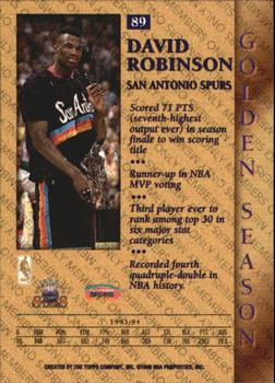 1996-97 Topps Stars - Members Only #89 David Robinson Back