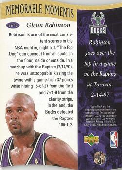 1996-97 Collector's Choice - Memorable Moments #6 Glenn Robinson Back