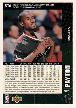 1996-97 Collector's Choice Seattle SuperSonics #ST6 Gary Payton Back