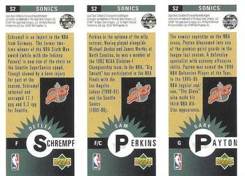 1996-97 Collector's Choice Seattle SuperSonics #S2 Gary Payton / Sam Perkins / Detlef Schrempf Back